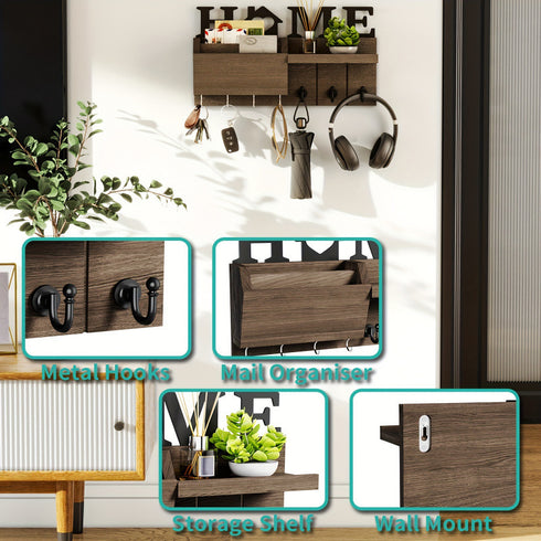 Wall-mounted Wood Key Holder